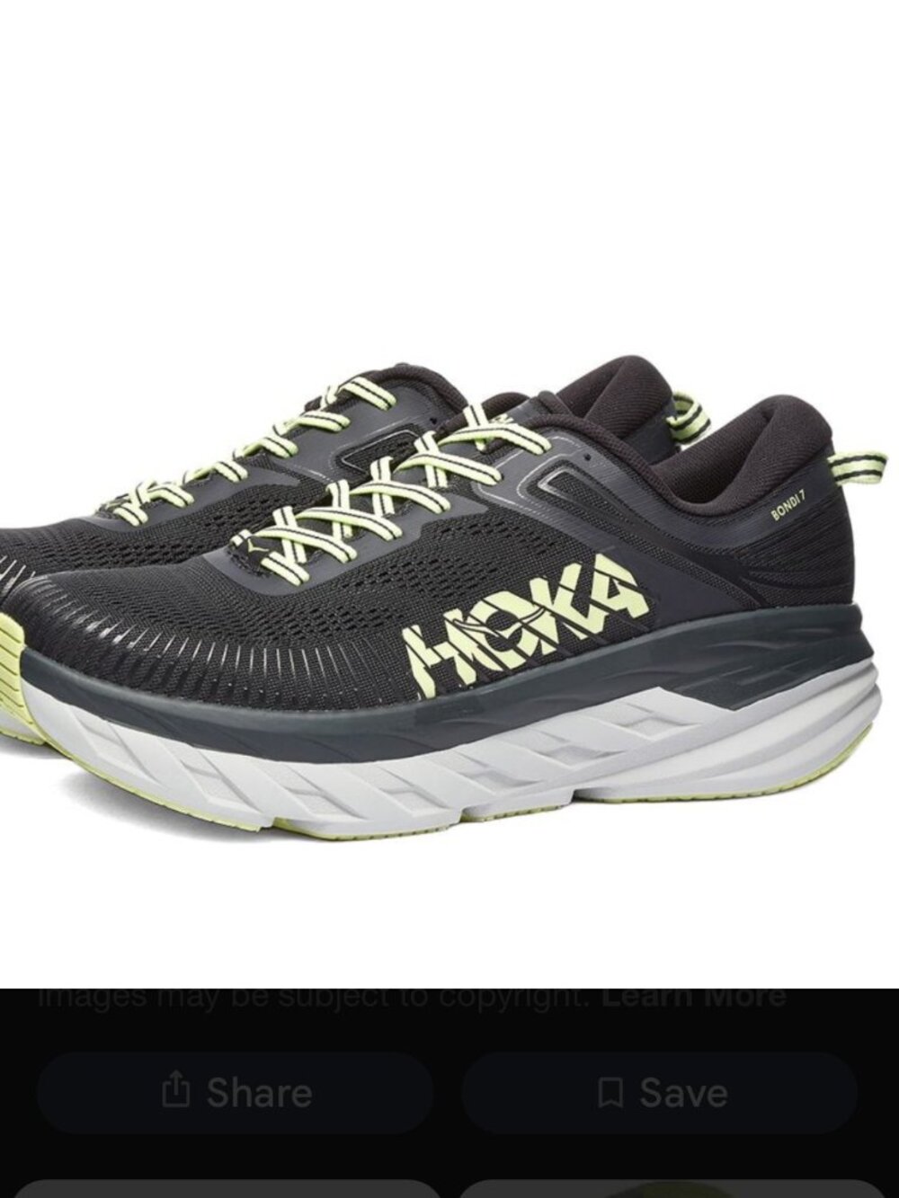Hoka One One Bondi 7 – Blue Graphite / Neon Lime Accent (Men's) 8.5